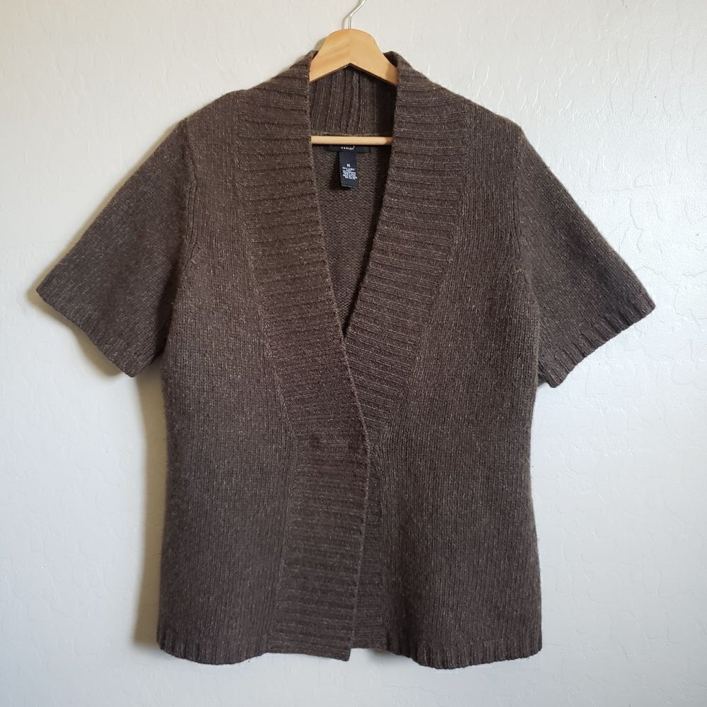 Mercer & Madison Women's Lambswool Angora Rabbit Hair Cardigan Sweater Brown 1X